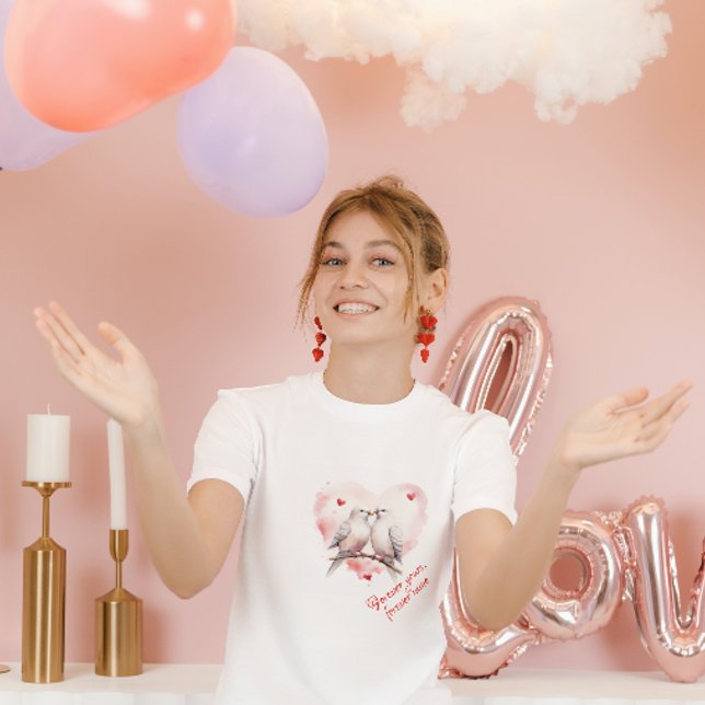 Camiseta Doves Of Love | Texto personalizado | DIA DE OS NA (Criador carregado)