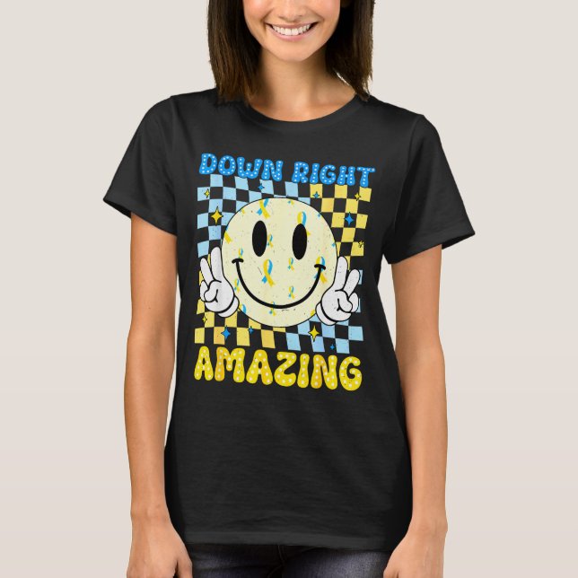 Camiseta Down Right Amazing World Down Syndrome Awareness B (Frente)