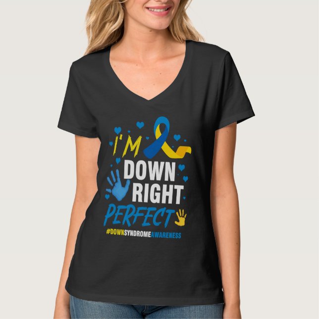 Camiseta Down Right Perfect World Down Syndrome Awareness D (Frente)