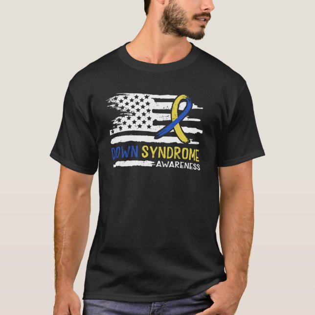 Camiseta Down Syndrome Awareness American Flag (Frente)
