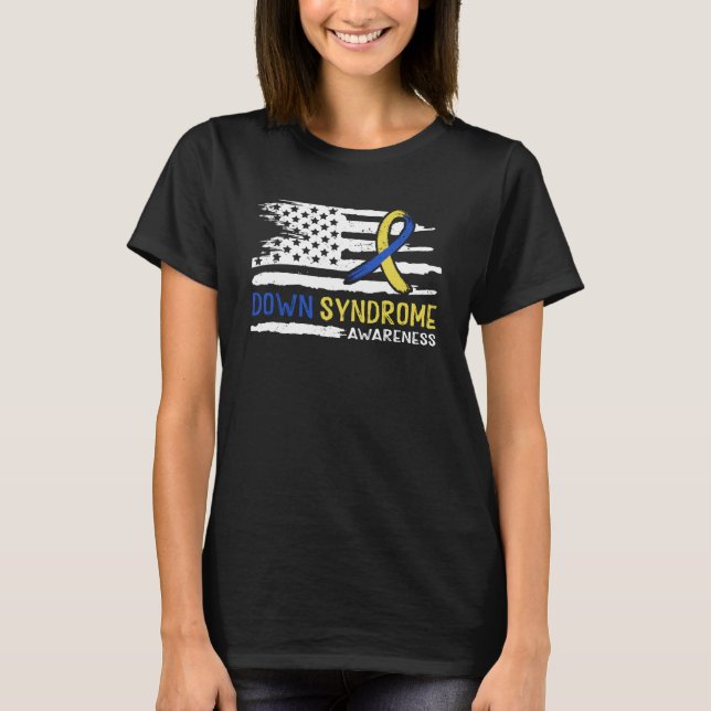 Camiseta Down Syndrome Awareness American Flag (Frente)