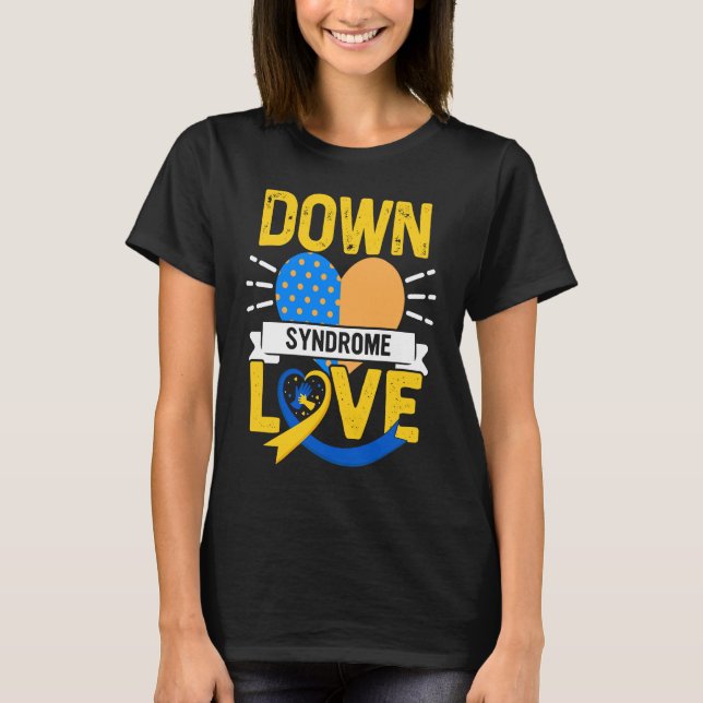 Camiseta Down Syndrome Awareness Trisomy Blue Ribbon WDSD 2 (Frente)