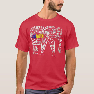 Camiseta Down Syndrome Awareness Word Art Elephant