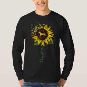 Camiseta Doxie Mãe Sunflower Dachshund Lover Oferece presen