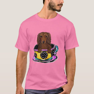 Camiseta Doxie Vermelha de Cabelo Comprido