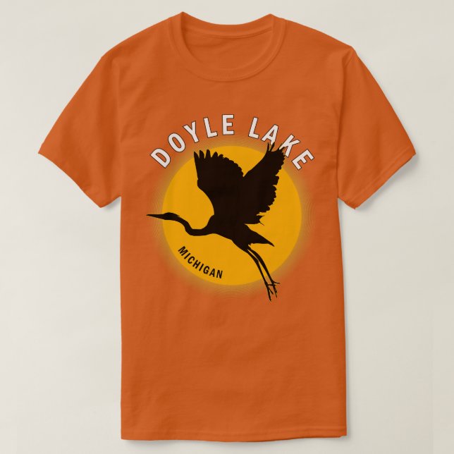 Camiseta Doyle Lake em Michigan Heron Sunrise (Frente do Design)