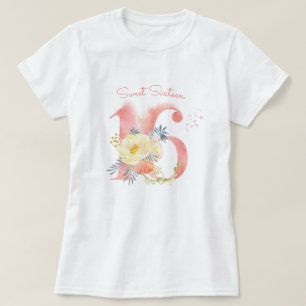 Camiseta Doze Anos Lindos Florais Personalizado 16º Anivers