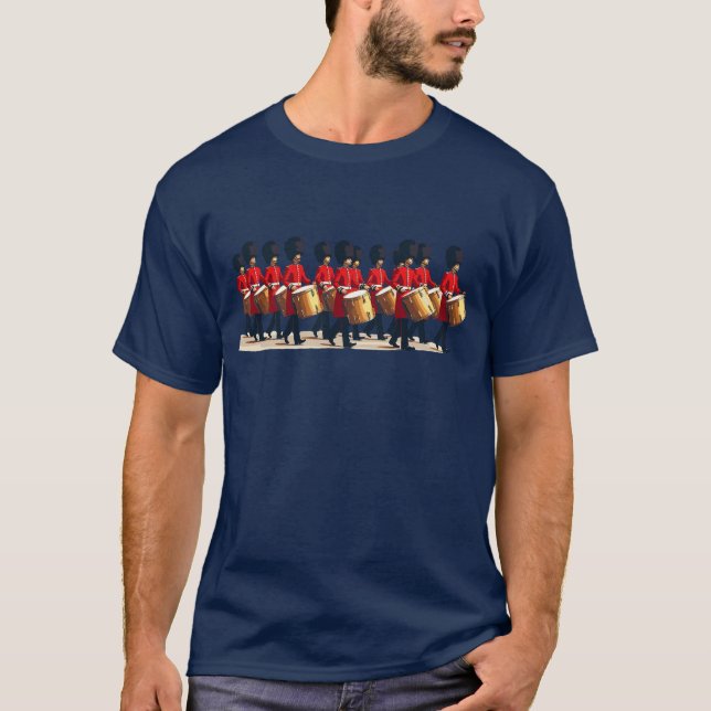 Camiseta Doze Drummers Arrancando Estilo de Estêncil de Cor (Frente)