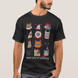 Camiseta Doze Gatos De Natal Gato De Férias