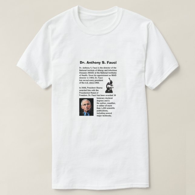 Camiseta Dr. Fauci, bio design, (Frente do Design)
