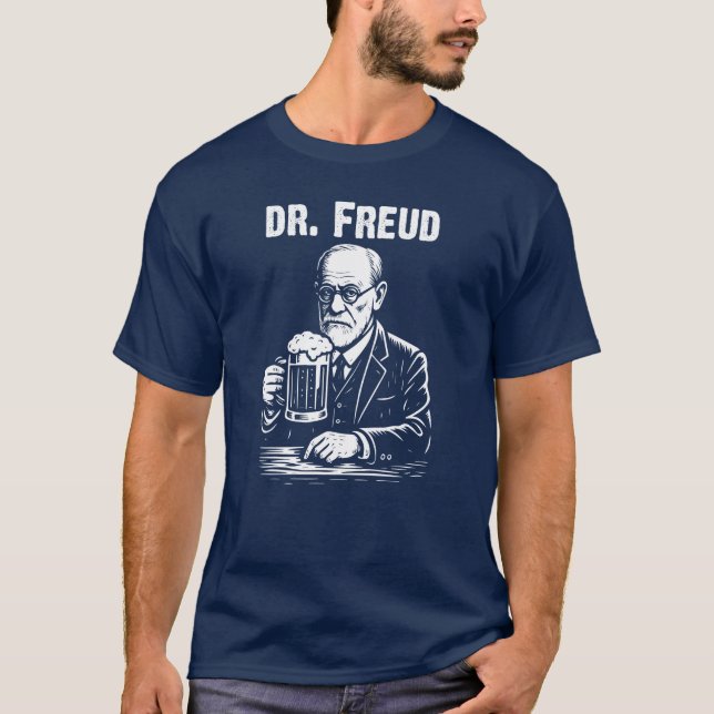 Camiseta Dr. Freud com Ilustração de Cerveja (Frente)
