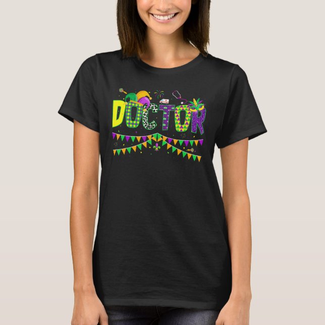 Camiseta Dr. Mardi Gras Festa do Carnaval Jester Mask (Frente)