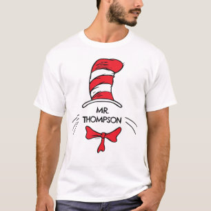 Camiseta Dr. Seuss Chapéu de Gato Nome do Professor Perso