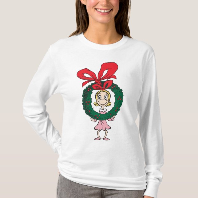 Camiseta Dr. Seuss | Cindy-Lou Who - Wreath (Frente)