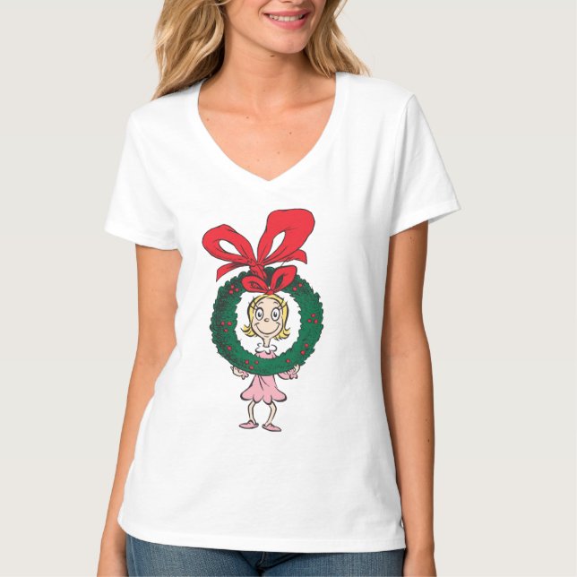Camiseta Dr. Seuss | Cindy-Lou Who - Wreath (Frente)