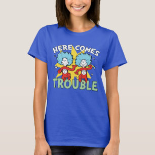 Camiseta Dr. Seuss   Coisa Um Coisa Dois Aqui Vem o Problem