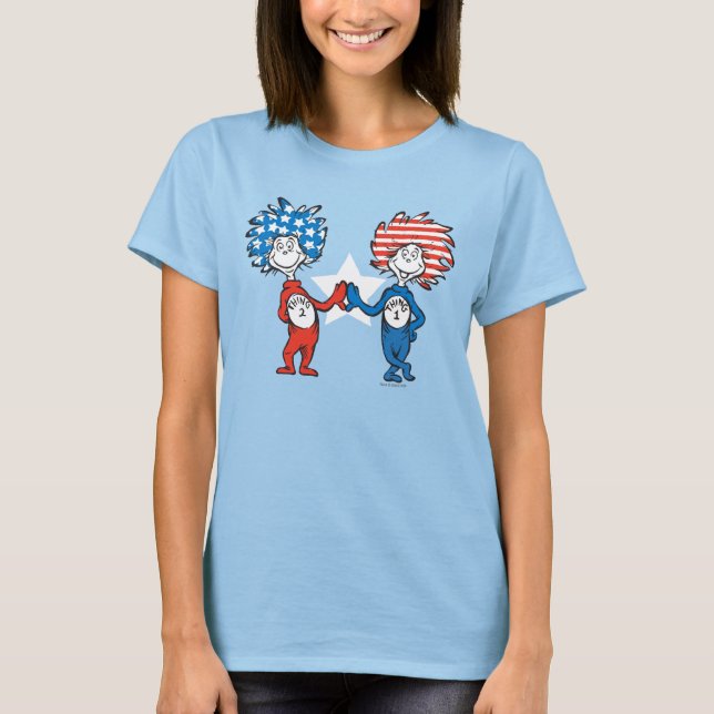 Camiseta Dr. Seuss | Coisa Um Dois Gráficos Patrióticos (Frente)