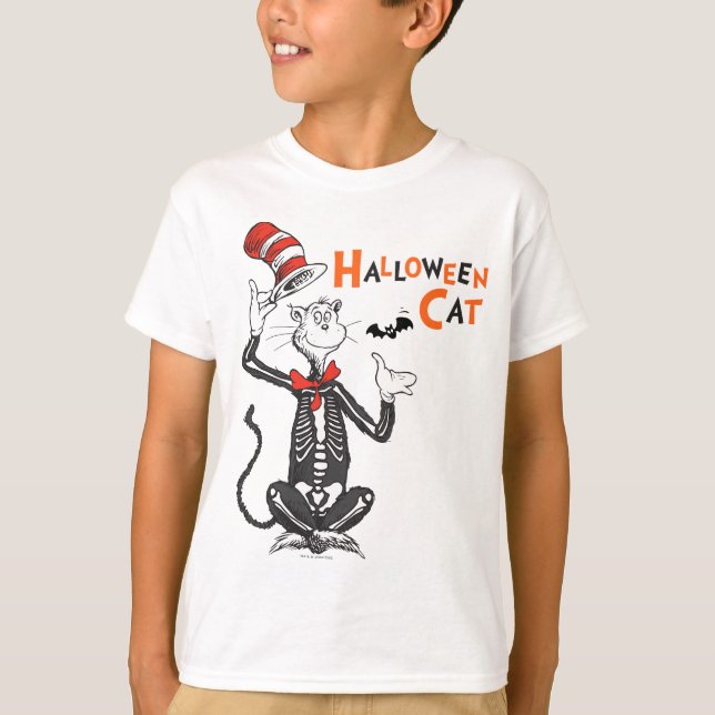 Camiseta Dr. Seuss | Gato de Halloween no Chapéu (Frente)