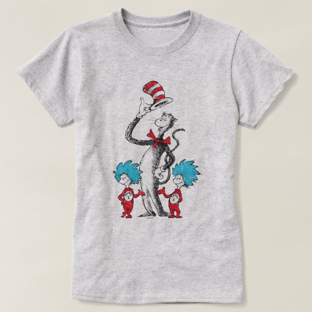 Camiseta Dr. Seuss | Gato no Chapéu, Coisa Um e Coisa Dois (Frente do Design)
