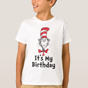 Camiseta Dr. Seuss Gato no Chapéu É Meu Aniversário