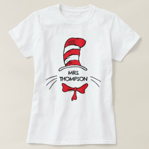 Camiseta Dr. Seuss Gato no nome do professor personalizad