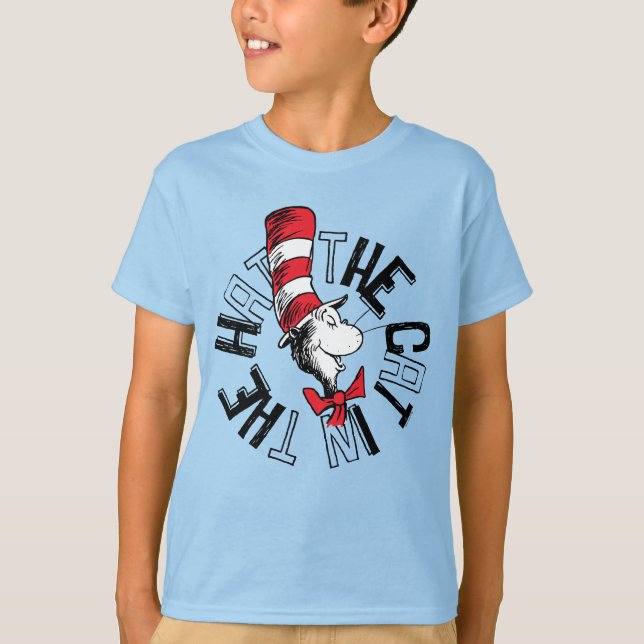 Camiseta Dr. Seuss | Gatos na Arte Arredondada do Chapéu (Frente)