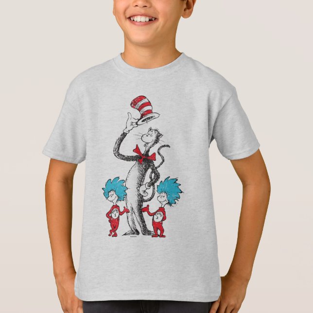 Camiseta Dr. Seuss | O Gato no Chapéu, Coisa 1 e Coisa 2 (Frente)