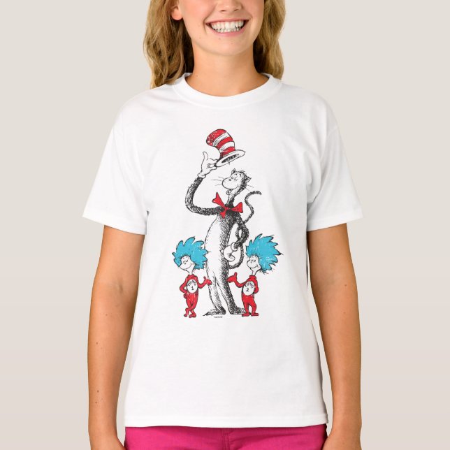 Camiseta Dr. Seuss| O gato no chapéu, Coisa 1 e Coisas 2 (Frente)