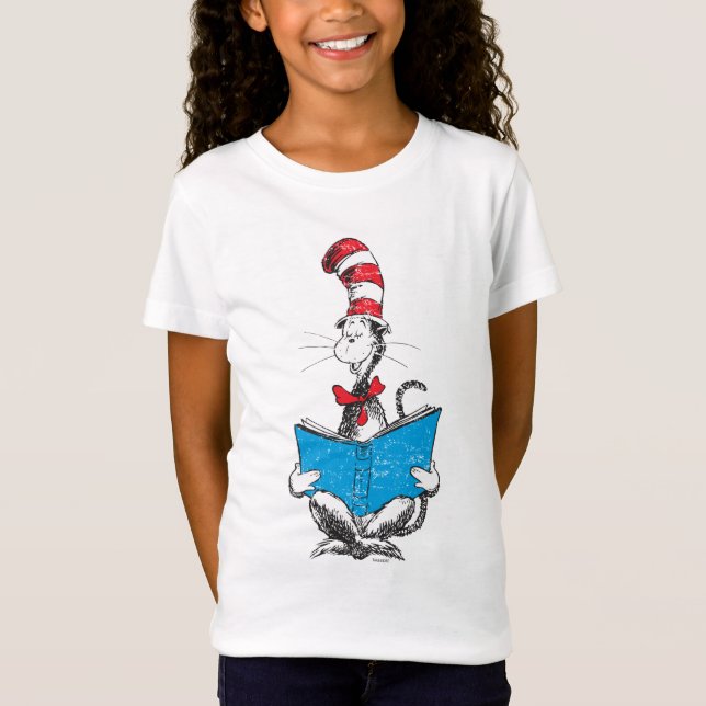 Camiseta Dr. Seuss| O gato no chapéu - Lendo (Frente)