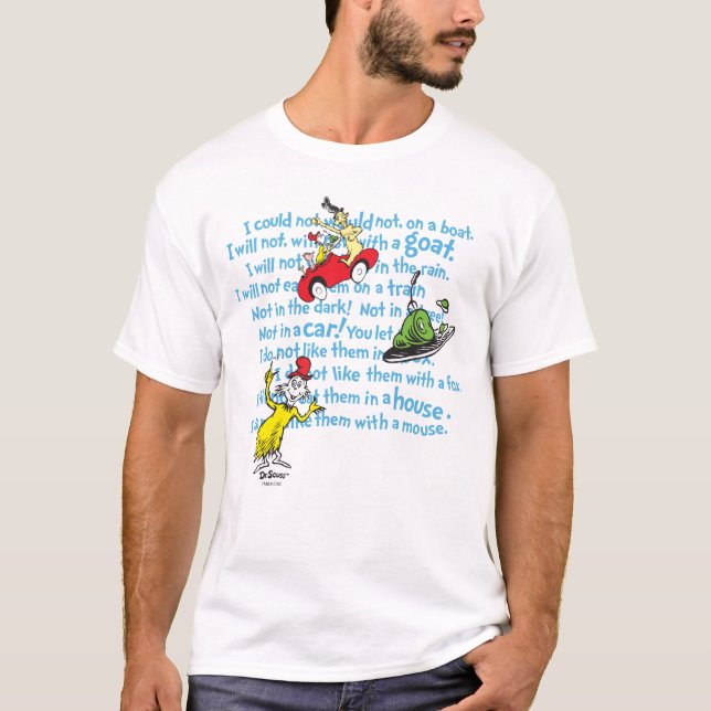 Camiseta Dr. Seuss | Ovos Verdes E Padrões De Histórias De  (Frente)