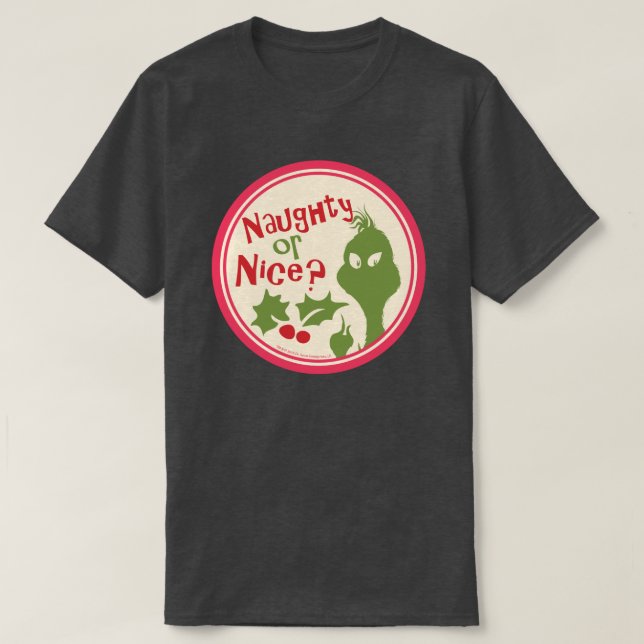 Camiseta Dr. SeussO Grinch - Naughty ou Nice? (Frente do Design)