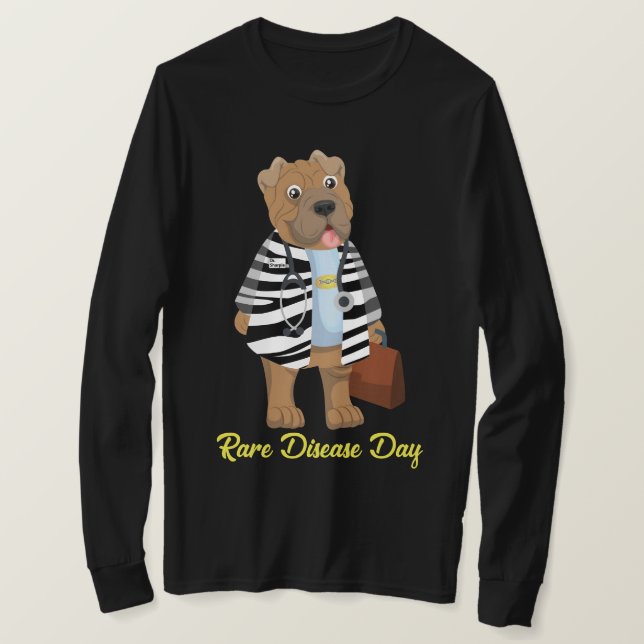 Camiseta Dr. Sharpie Zebra Casaco Raros Doença Longa Escuro (Frente do Design)