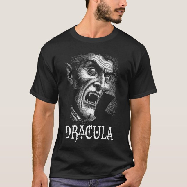 Camiseta Dracula Retrato Preto e Branco (Frente)