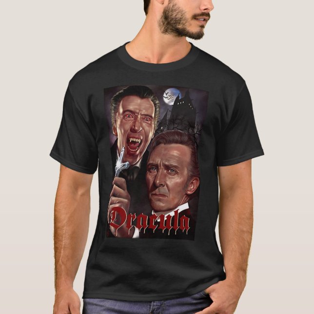 Camiseta Drácula Vintage Peter Cushing/Christopher Lee (Frente)