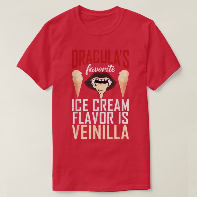 Camiseta Draculas sabor de sorvete favorito é diversão de V (Frente do Design)