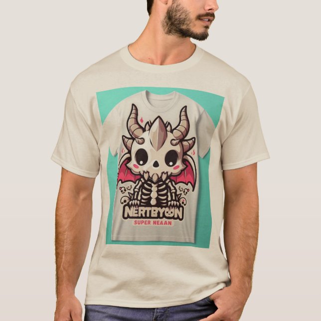 Camiseta Dragão Adorável Teto do Mascote do Crânio" (Frente)