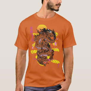 Camiseta Dragão Aestético Japonês Demon Otaku Sakura