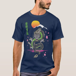 Camiseta Dragão Aestético Japonês Demon Otaku Sakura