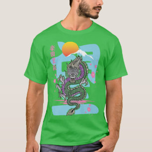 Camiseta Dragão Aestético Japonês Tatsu Otaku Sakura