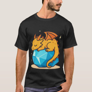 Camiseta Dragão Amarelo Fofo Dormindo sobre uma Gema de Cri