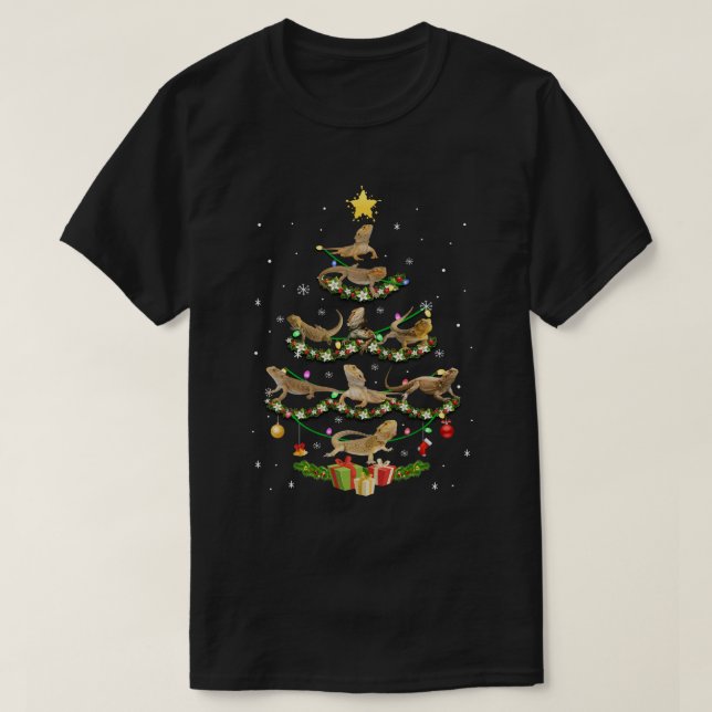 Camiseta Dragão Arbordado Árvore de Natal Engraçado Prato  (Frente do Design)