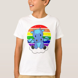 Camiseta Dragão Arco-Íris Glitter Kawaii Fantasy Colorido