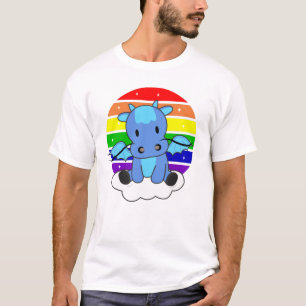 Camiseta Dragão Arco-Íris Glitter Kawaii Fantasy Colorido