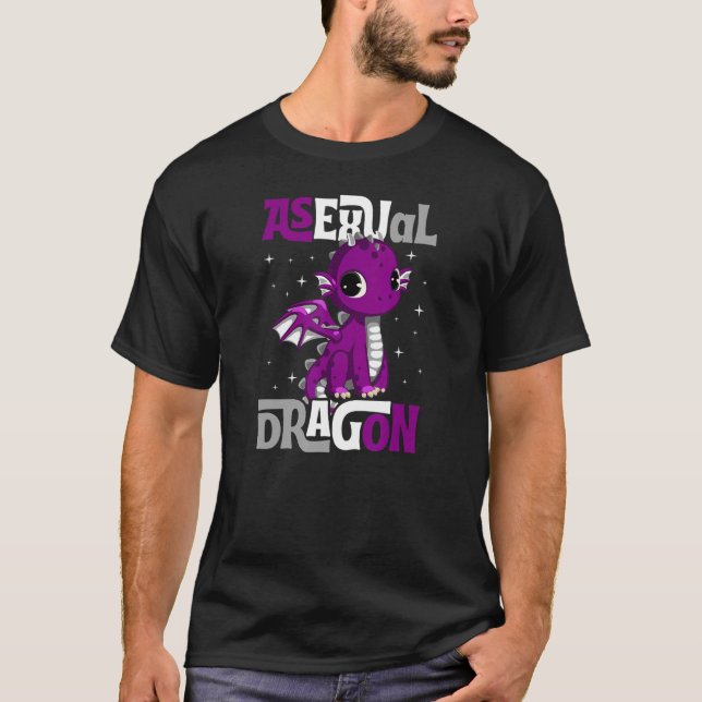 Camiseta Dragão Asexual, Cute Girly Pride Sinalizador Cores (Frente)