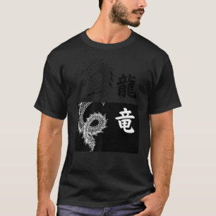 Camiseta Dragão Asiático, Dragão Tóquio, preto e branco
