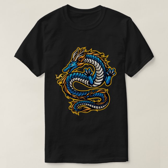 Camiseta Dragão Azul em Curso (Frente do Design)
