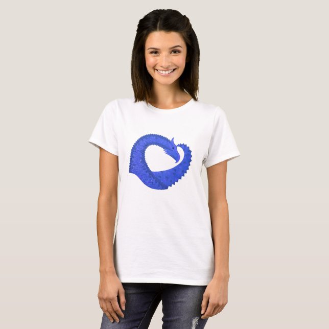 Camiseta Dragão azul no branco (Frente Completa)