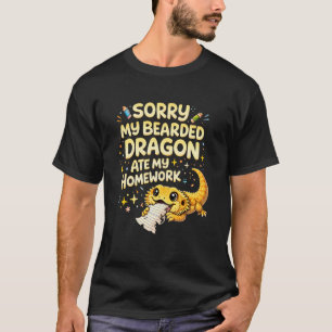 Camiseta Dragão Barbudo Comeu Meu Trabalho de Casa Réptil L