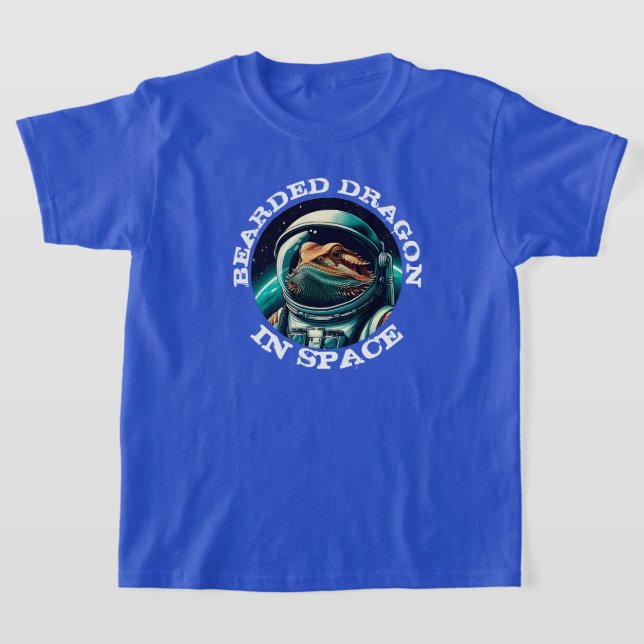 Camiseta Dragão Barbudo Divertido no Espaço (Postura )