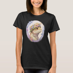 Camiseta Dragão Barbudo Floral Coroa de Flores Pet Lagarto